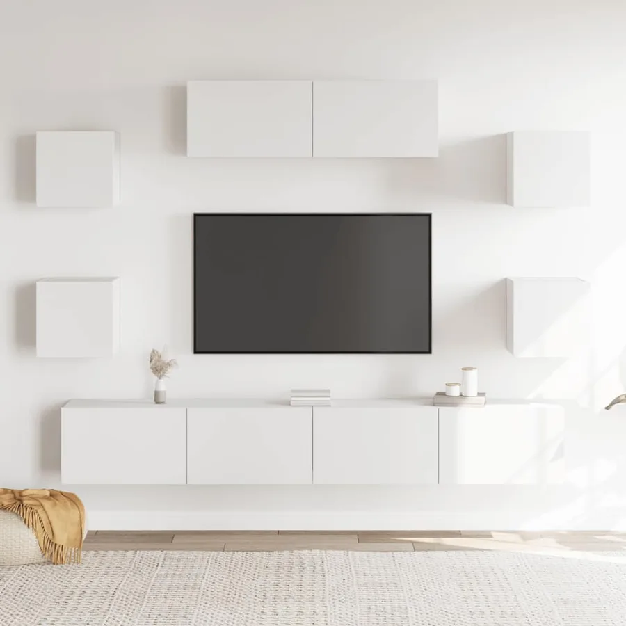 Ensemble de meubles TV 7 pcs Blanc Bois d'ingénierie - 3