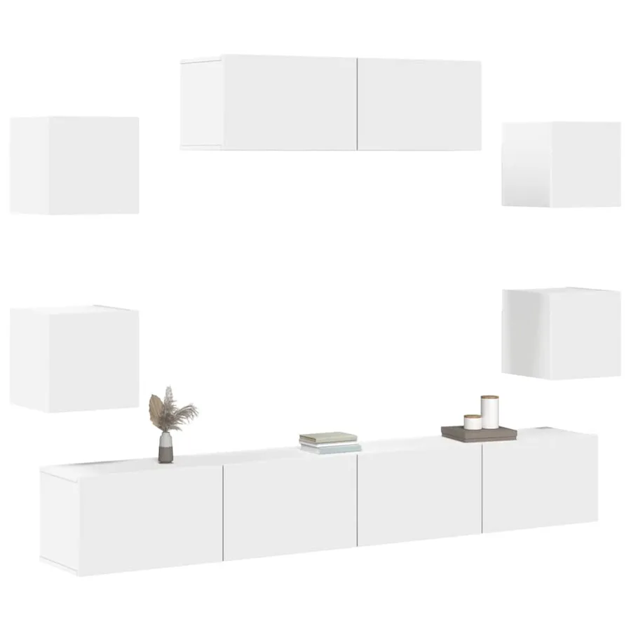 Ensemble de meubles TV 7 pcs Blanc Bois d'ingénierie - 7
