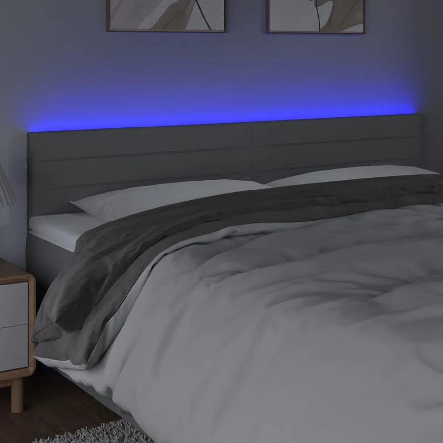 Tête de lit à LED Gris clair 180x5x78/88 cm Tissu - 3