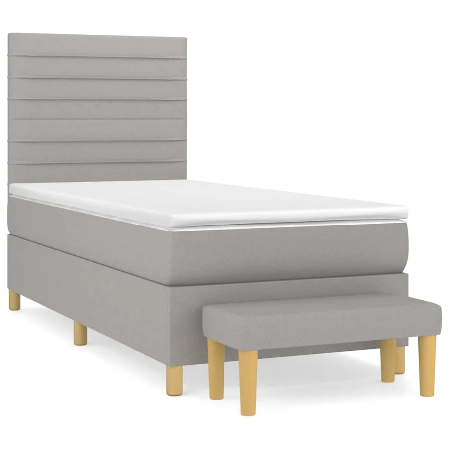 Sommier à lattes de lit avec matelas Gris clair 100x200cm Tissu - 2