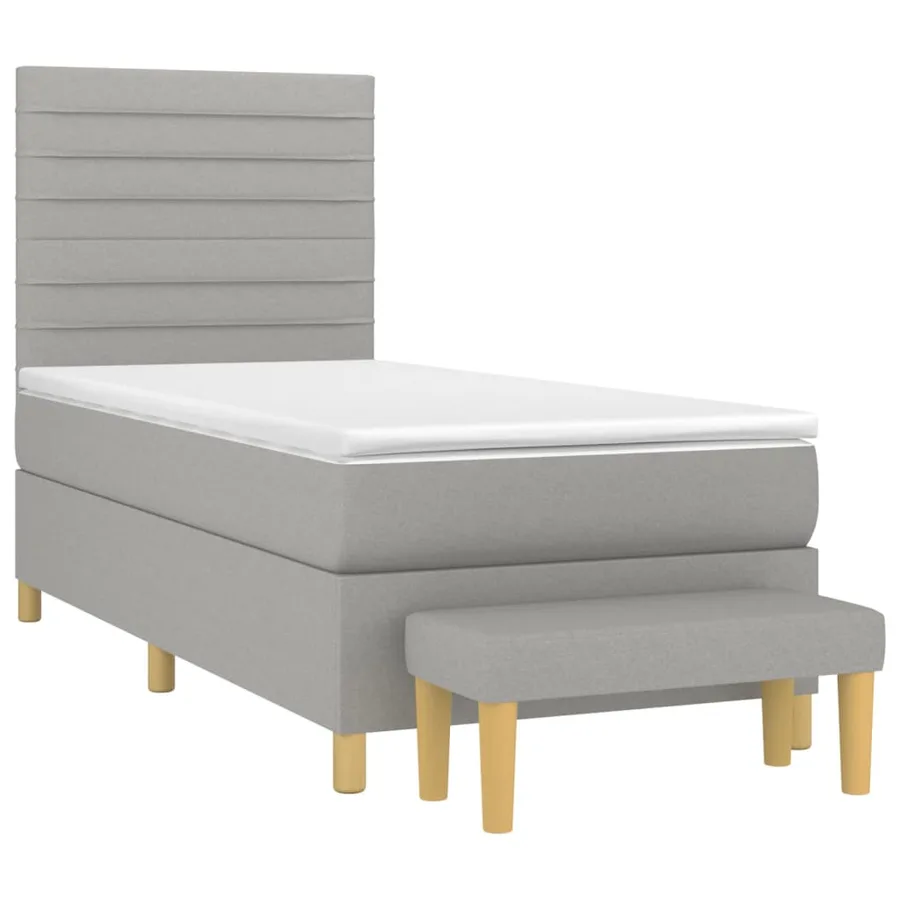Sommier à lattes de lit avec matelas Gris clair 100x200cm Tissu - 3