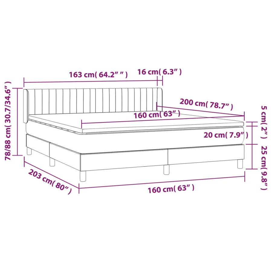 Sommier à lattes de lit avec matelas Marron foncé 160x200 cm - 7