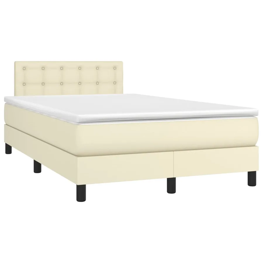 Sommier à lattes de lit avec matelas et LED Crème 120x200 cm - 3