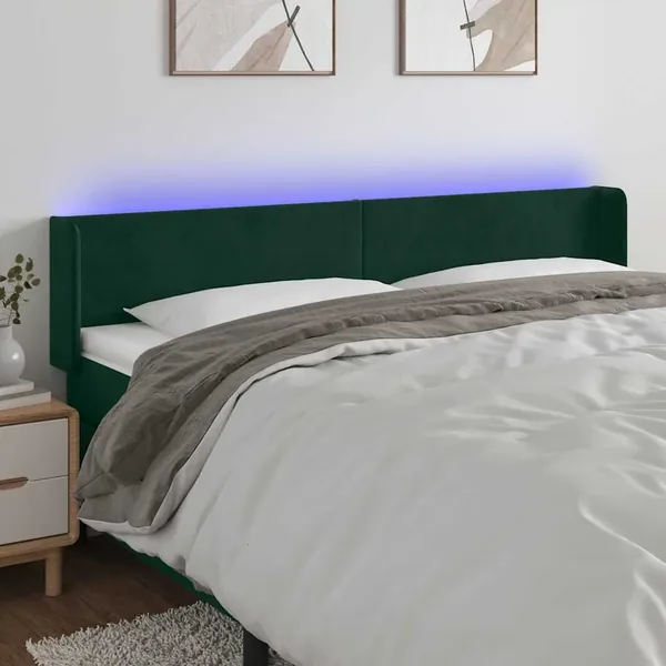 Tête de lit à LED Vert foncé 183x16x78/88 cm Velours