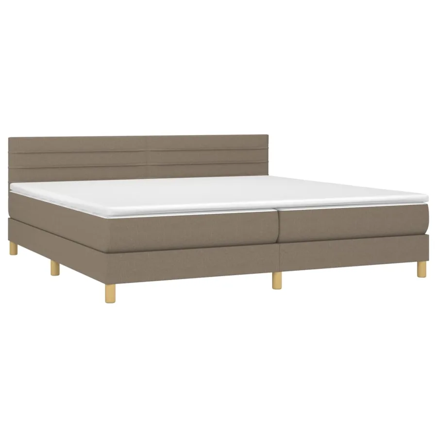 Sommier à lattes de lit et matelas et LED Taupe 200x200cm Tissu - 4