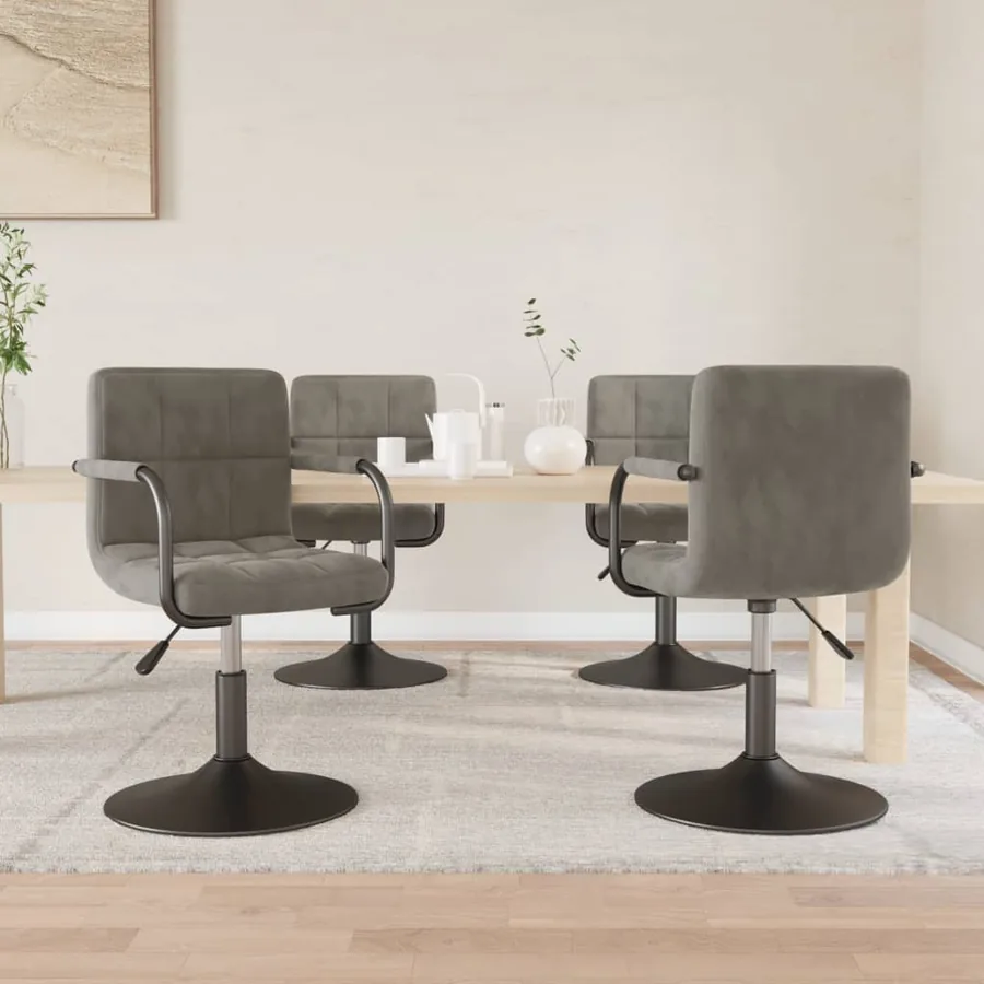 Chaises pivotantes à manger lot de 4 gris clair velours
