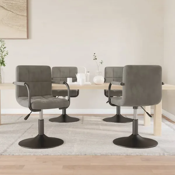 Chaises pivotantes à manger lot de 4 gris clair velours