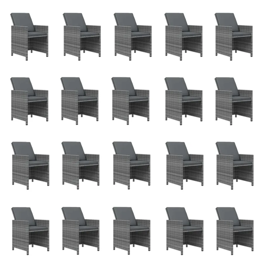 Ensemble à manger de jardin coussins 21 pcs Gris Résine tressée - 4