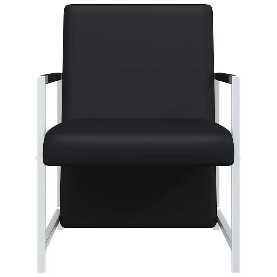 Fauteuil avec pieds chromés Noir Similicuir - 3