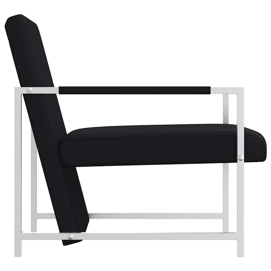 Fauteuil avec pieds chromés Noir Similicuir - 4