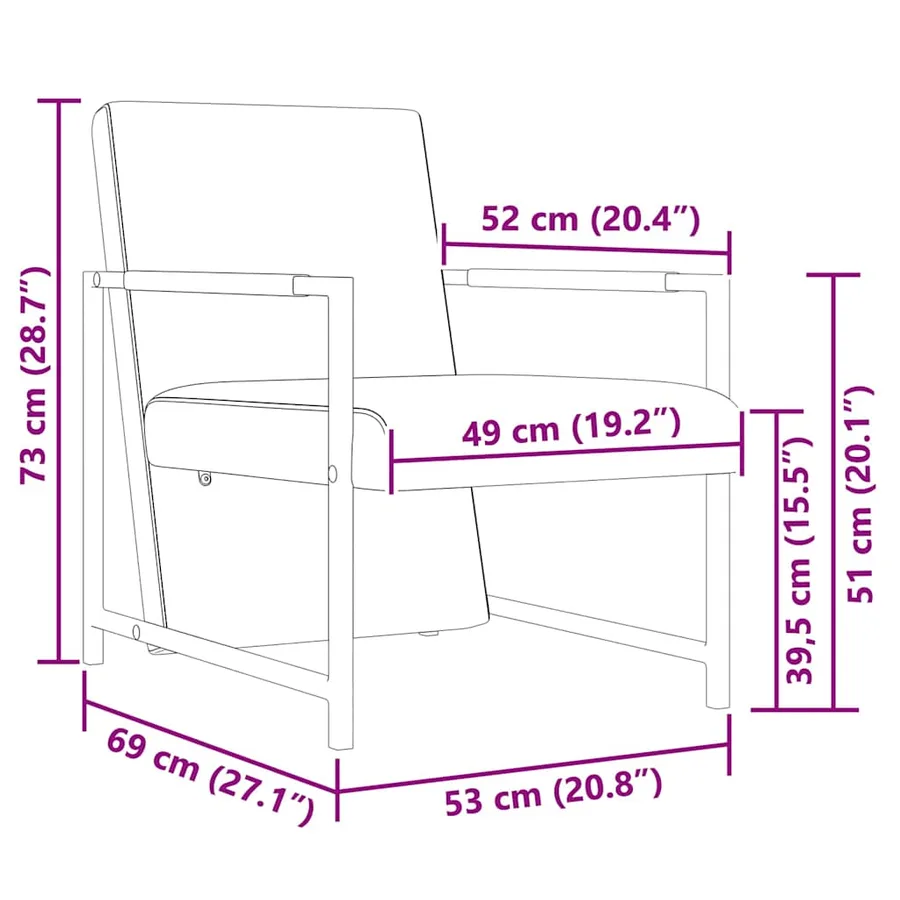 Fauteuil avec pieds chromés Noir Similicuir - 6