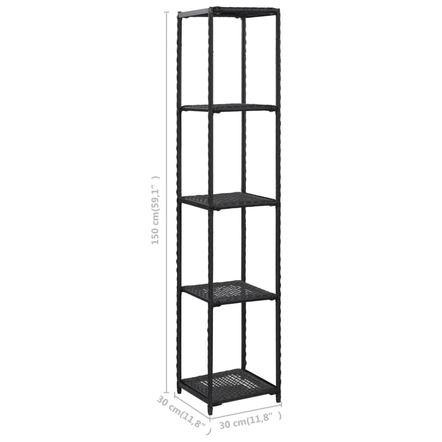 Étagère de rangement Noir 30x30x150 cm Résine tressée - 5