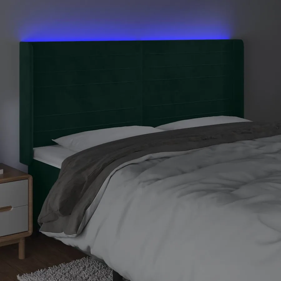 Tête de lit à LED Vert foncé 203x16x118/128 cm Velours - 4