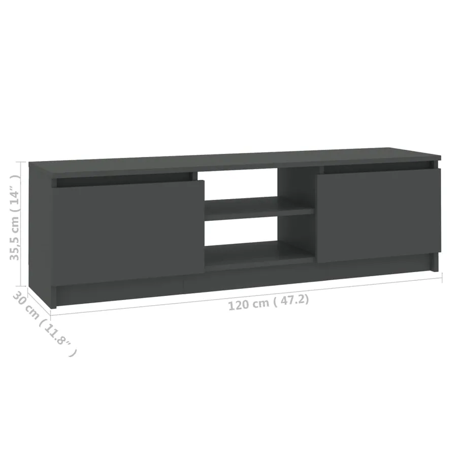 Meuble TV Gris 120x30x35,5 cm Bois d'ingénierie - 9