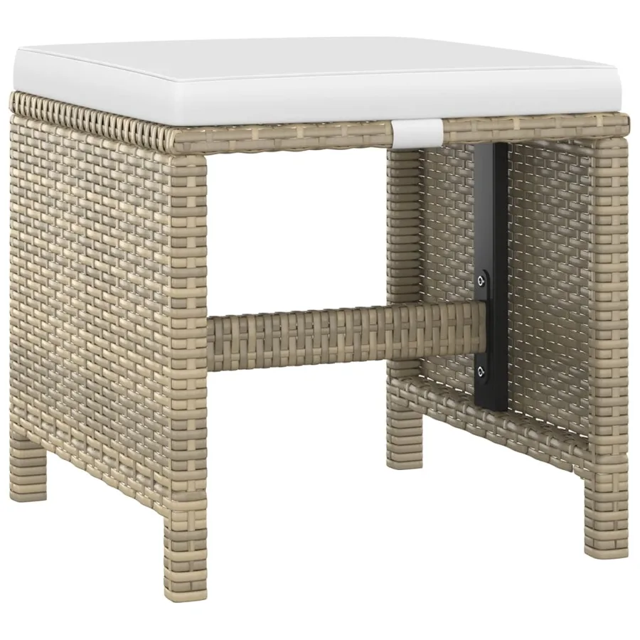 Ensemble à manger de jardin et coussins 5 pcs Poly rotin Beige - 7
