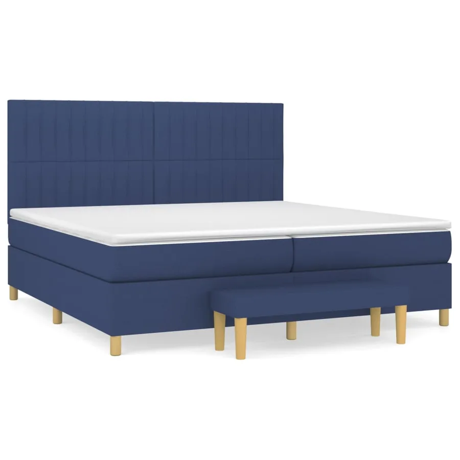 Sommier à lattes de lit avec matelas Bleu 200x200 cm Tissu - 2