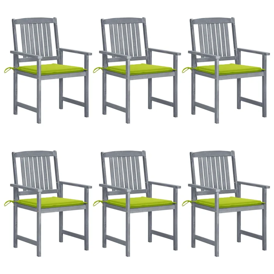 Chaises de jardin et coussins lot de 6 Bois acacia massif Gris