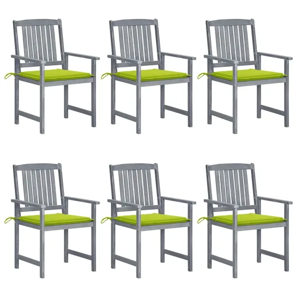 Chaises de jardin et coussins lot de 6 Bois acacia massif Gris