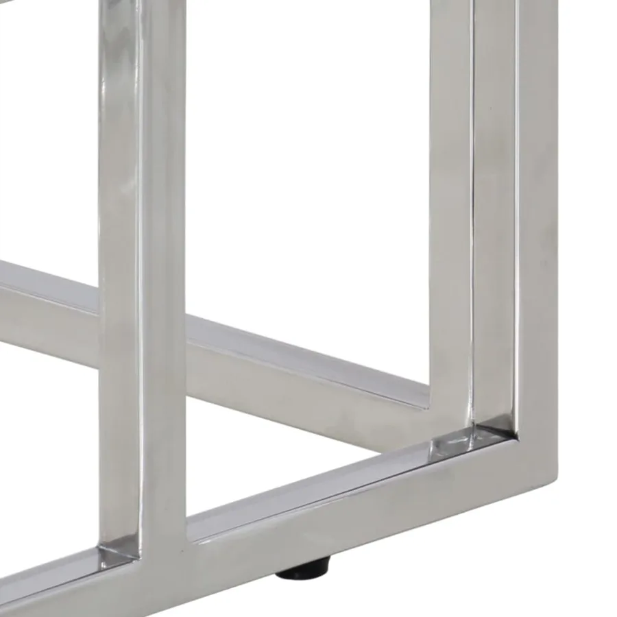Table console argenté acier inoxydable et verre trempé - 6