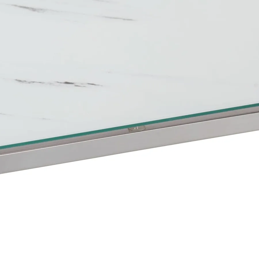 Table console argenté acier inoxydable et verre trempé - 8