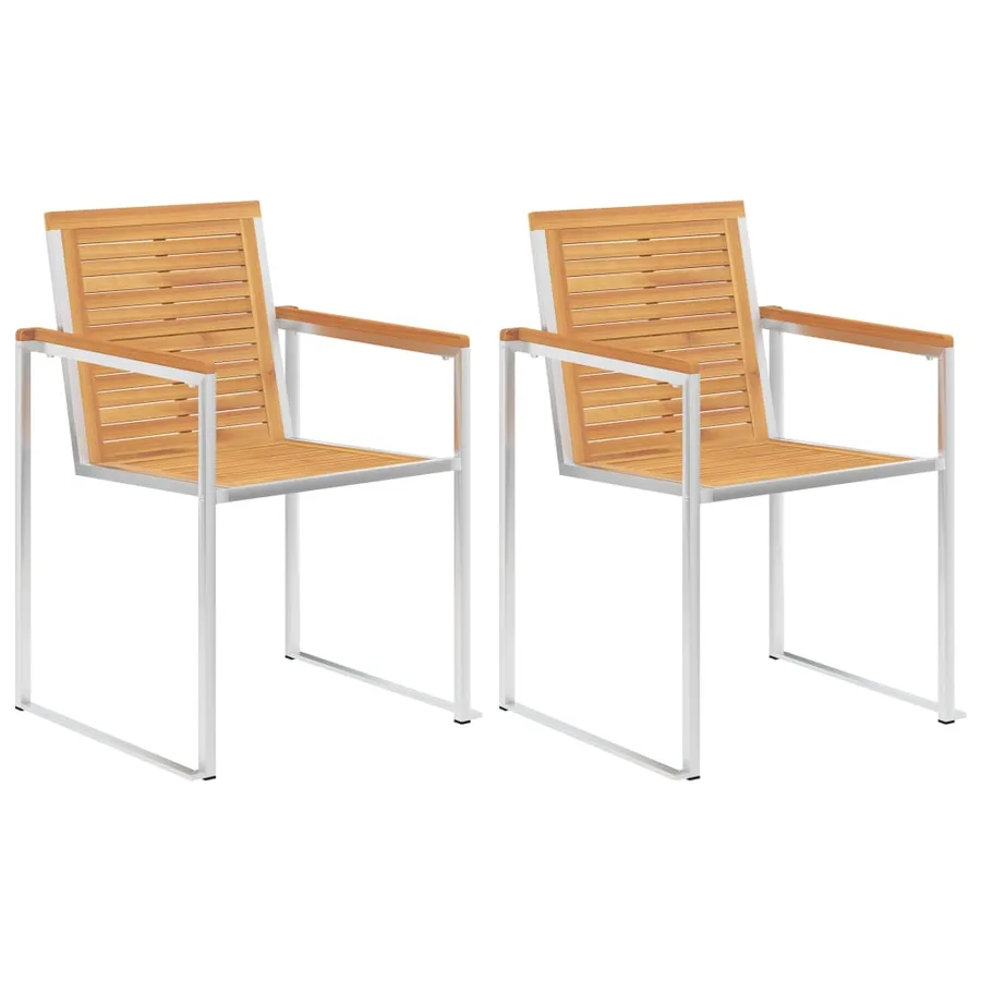 Chaises de jardin avec coussins lot de 2 Teck solide et acier - 2