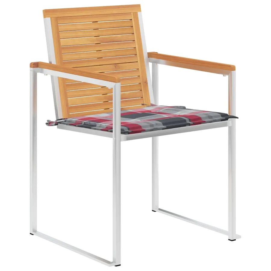 Chaises de jardin avec coussins lot de 2 Teck solide et acier - 3