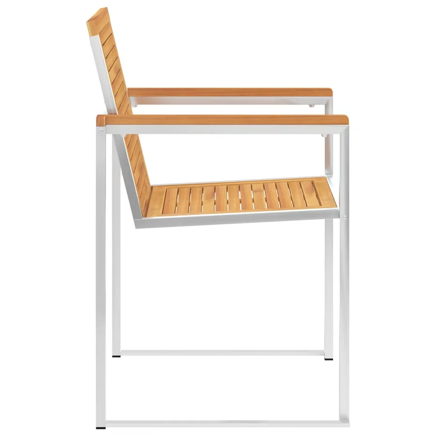 Chaises de jardin avec coussins lot de 2 Teck solide et acier - 6
