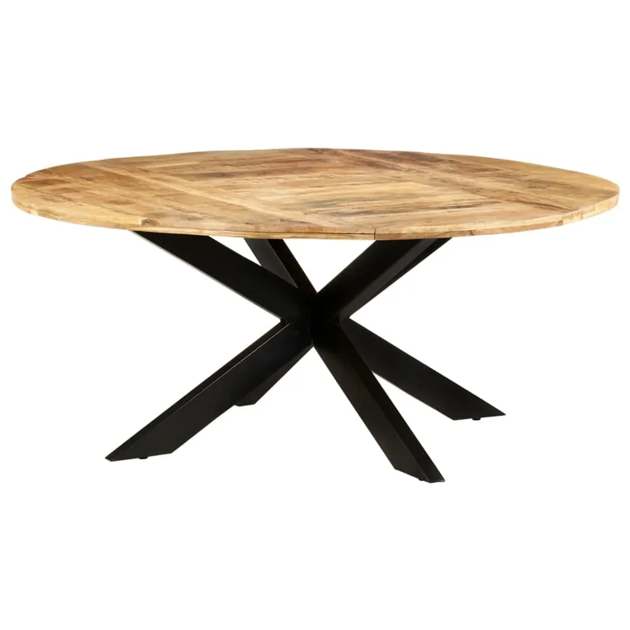 Table de salle à manger ronde 175x75 cm Bois de manguier brut