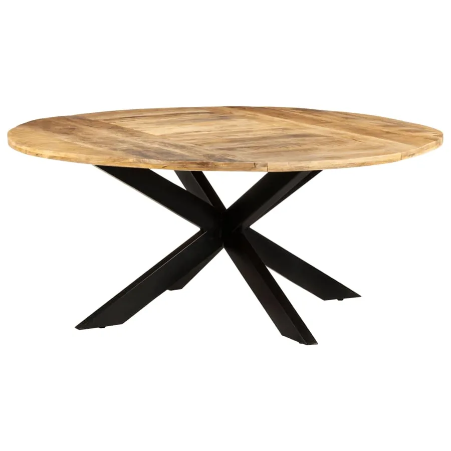 Table de salle à manger ronde 175x75 cm Bois de manguier brut - 3