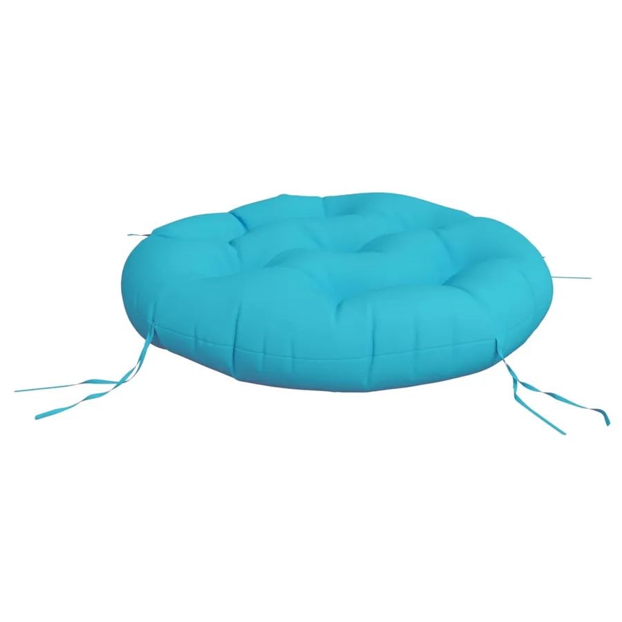 Coussin rond turquoise Ø 60 x11 cm tissu oxford - 4