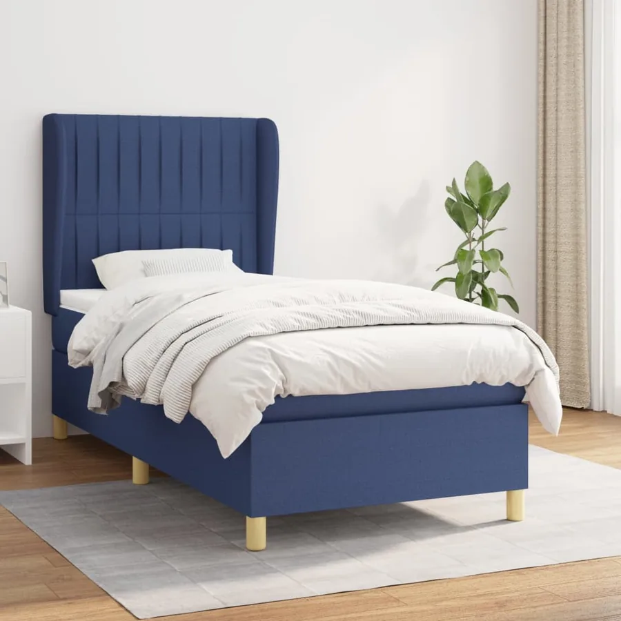Sommier à lattes de lit avec matelas Bleu 80x200 cm Tissu