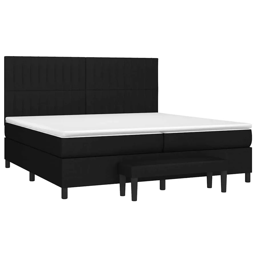 Sommier à lattes de lit avec matelas Noir 200x200 cm Tissu - 3