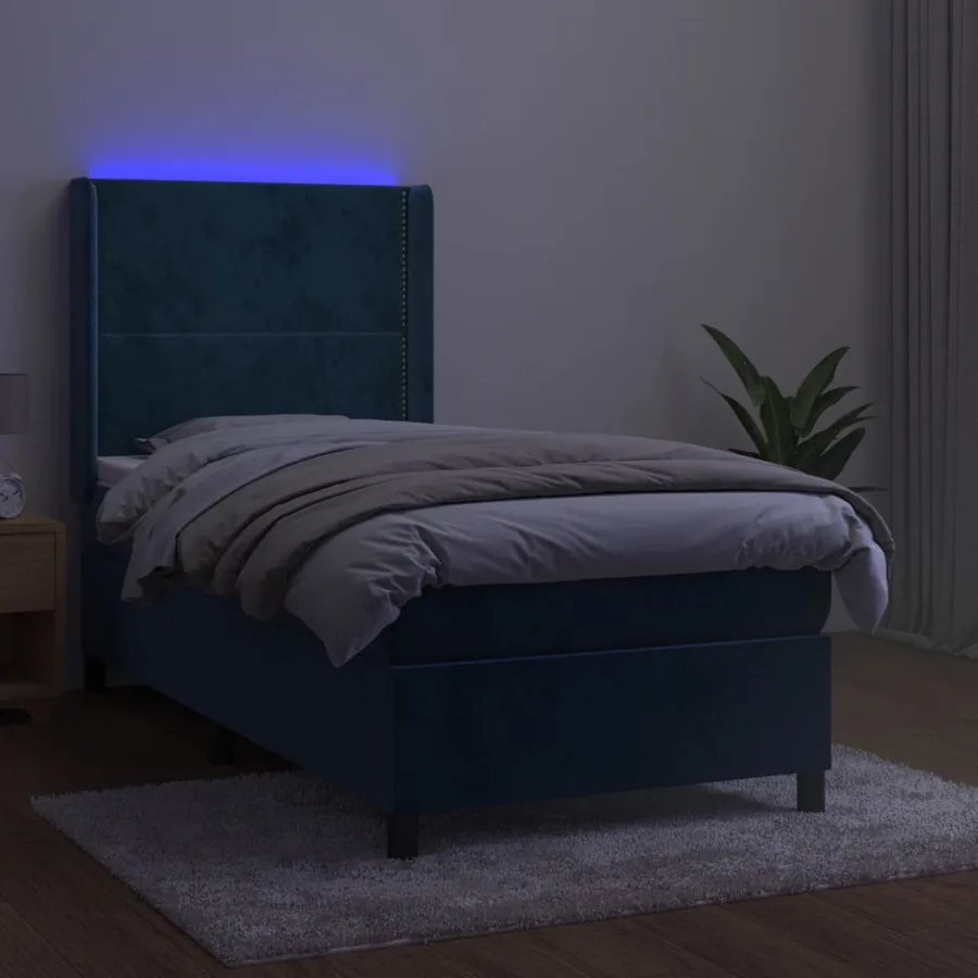 Sommier à lattes de lit matelas LED Bleu foncé 80x200cm Velours - 3