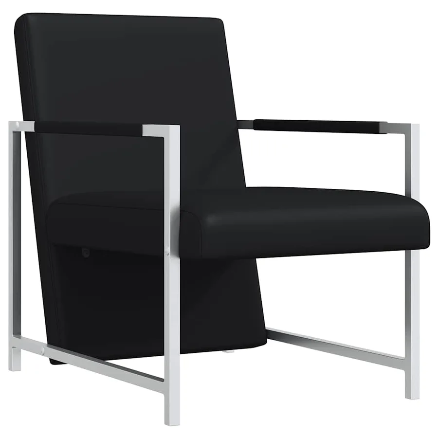 Fauteuils lot de 2 avec cadre chromé noir similicuir - 3