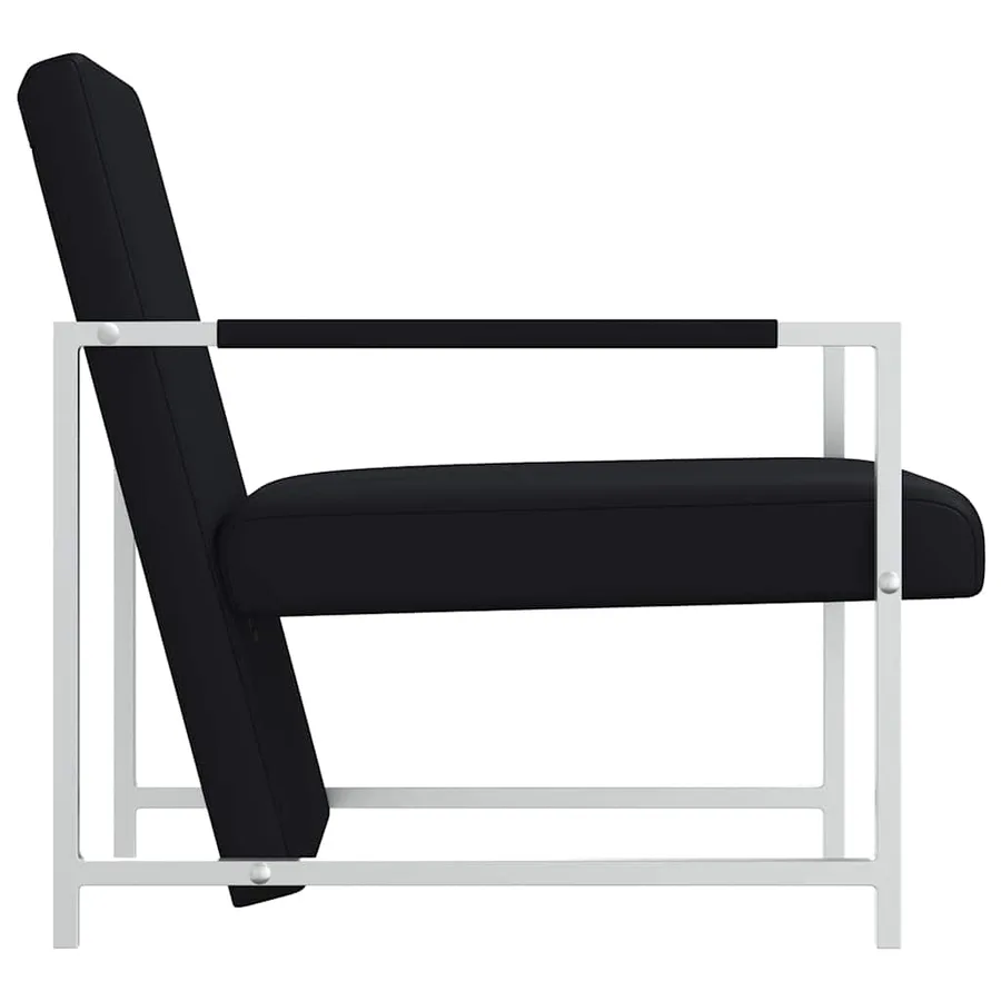 Fauteuils lot de 2 avec cadre chromé noir similicuir - 5