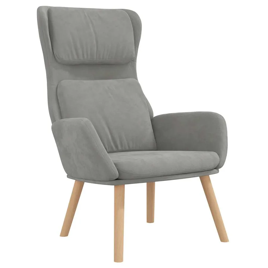 Chaise de relaxation avec tabouret Gris clair Velours - 3