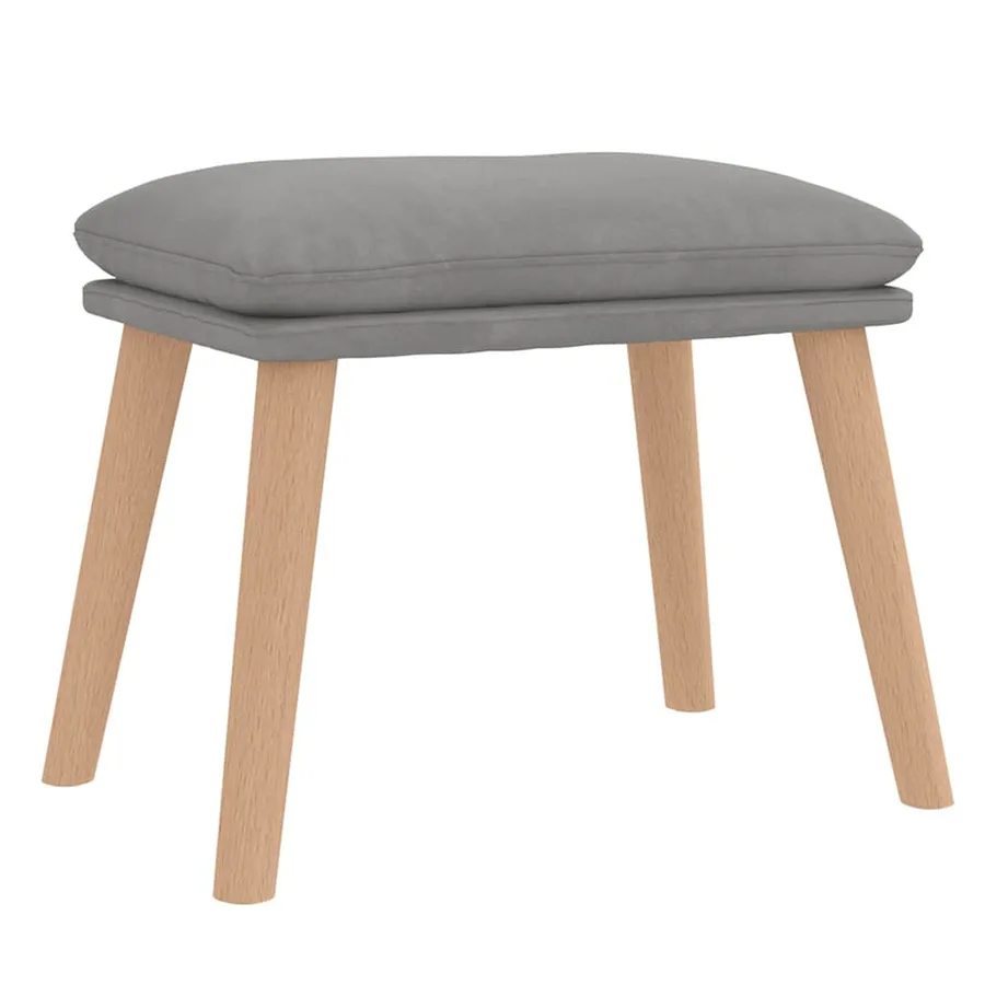 Chaise de relaxation avec tabouret Gris clair Velours - 4