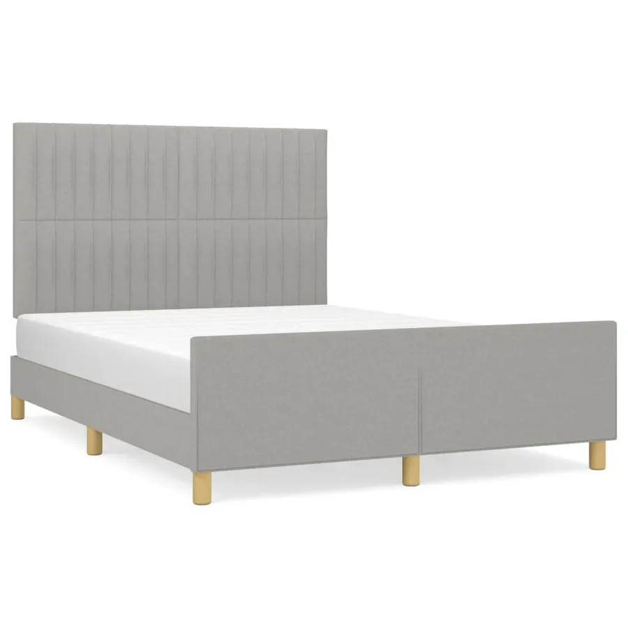 Cadre de lit sans matelas gris clair 140x190 cm tissu - 2