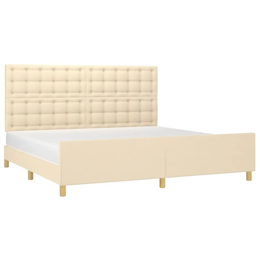 Cadre de lit sans matelas crème 200x200 cm tissu - 3
