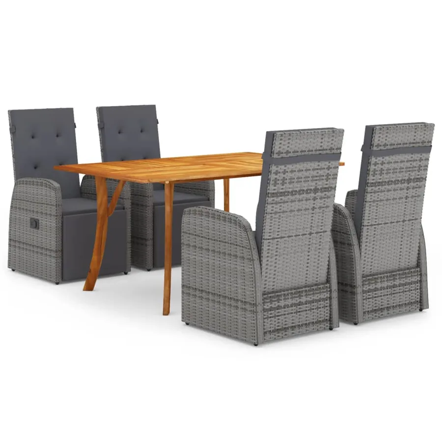 Ensemble à manger de jardin 5 pcs Gris
