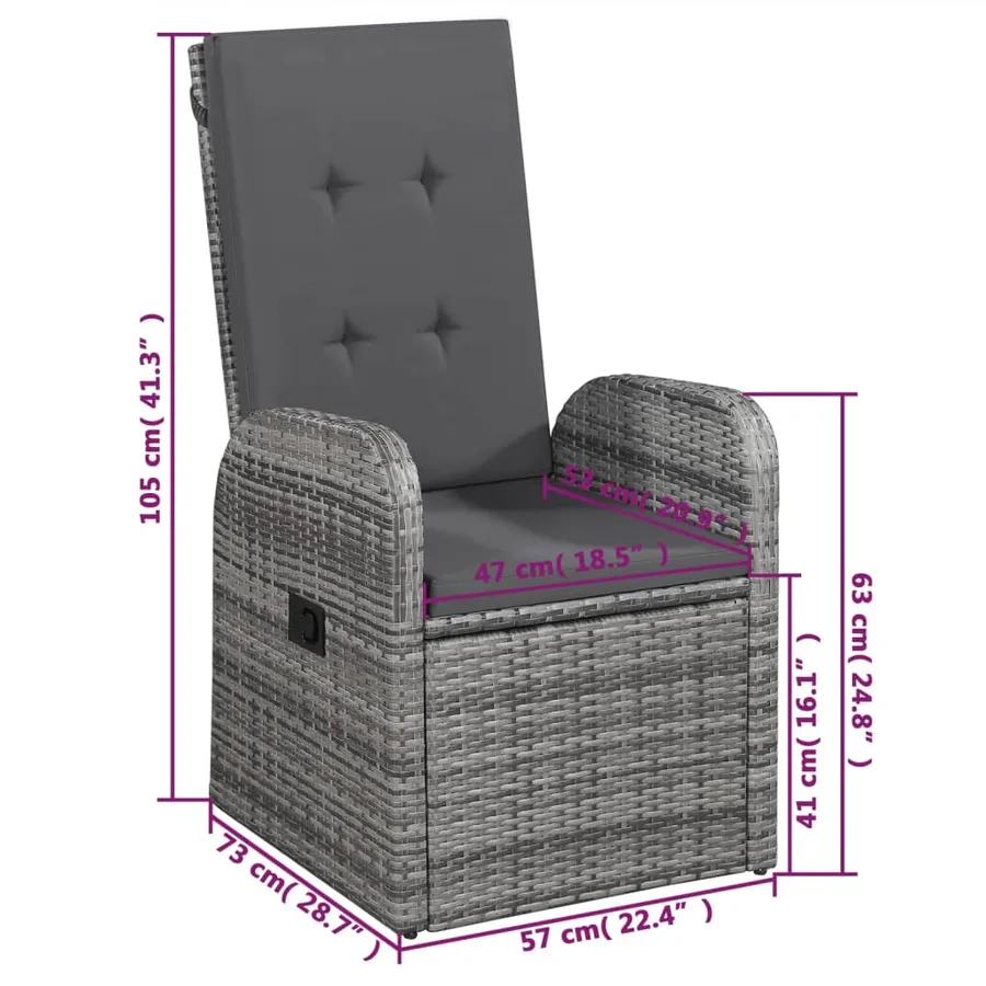 Ensemble à manger de jardin 5 pcs Gris - 13