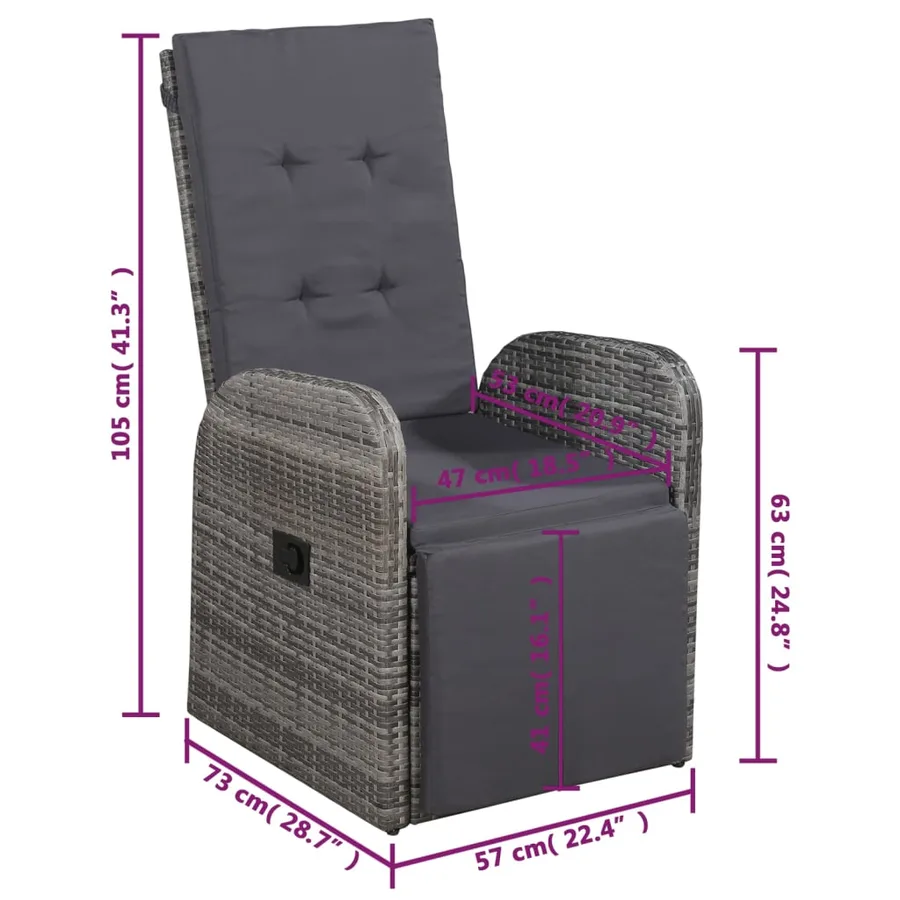 Ensemble à manger de jardin 5 pcs Gris - 14