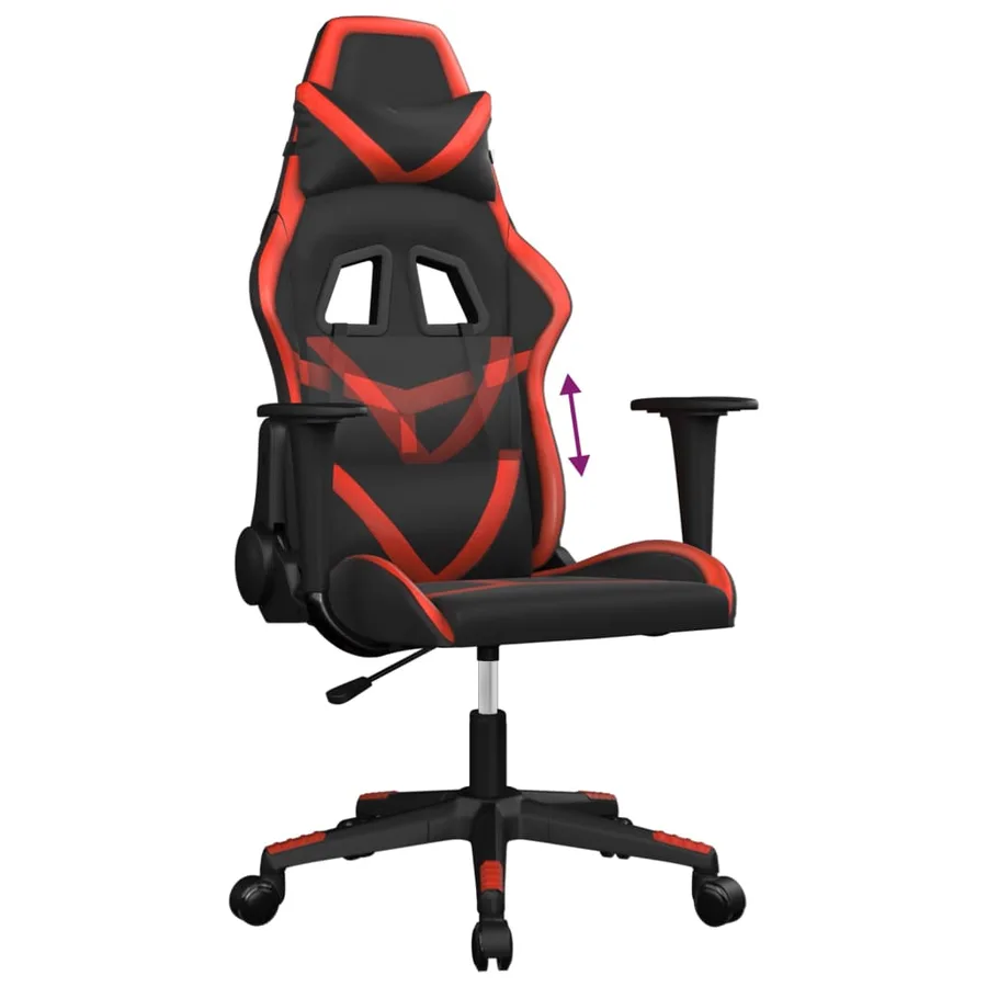 Chaise de jeu Noir et rouge Similicuir - 7