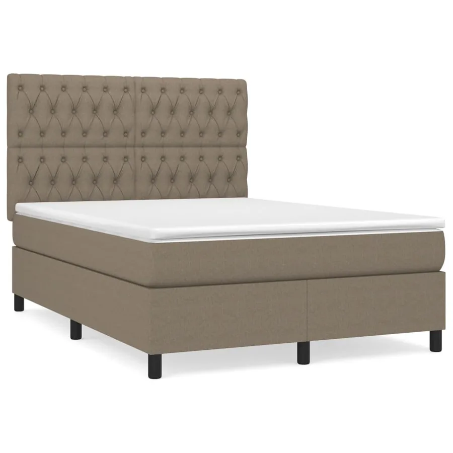 Sommier à lattes de lit avec matelas Taupe 140x200 cm Tissu - 2