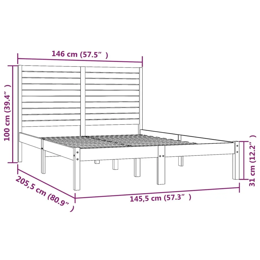 Cadre de lit sans matelas 140x200 cm bois massif - 6