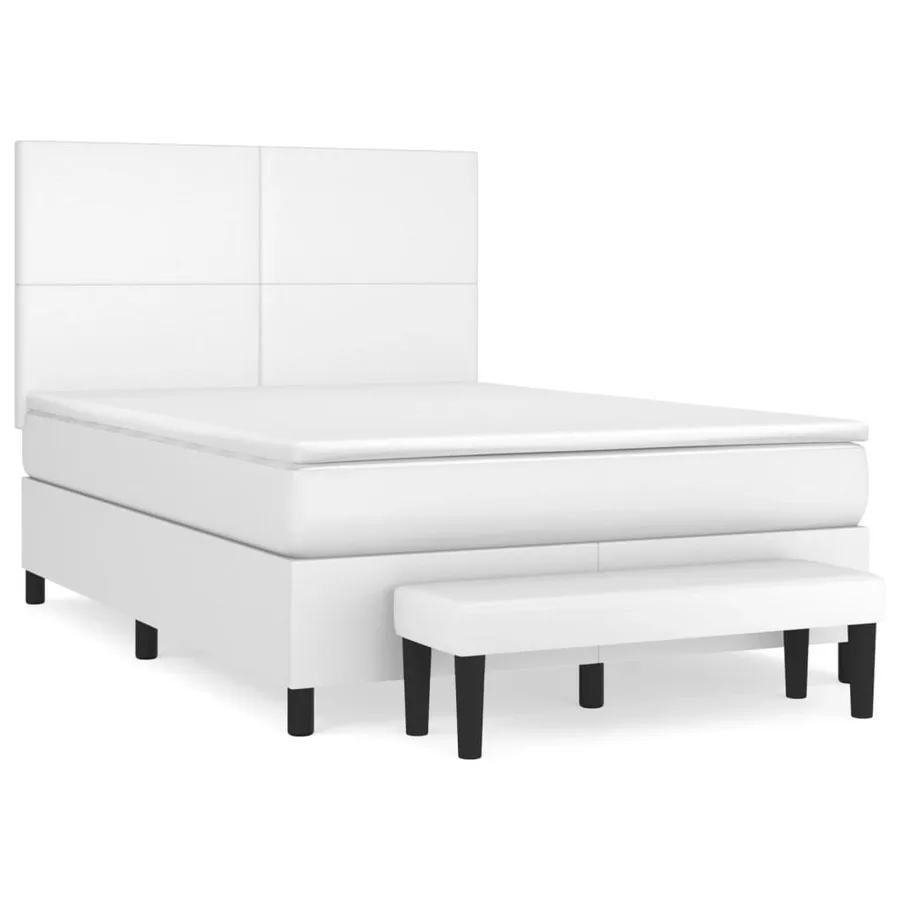 Sommier à lattes de lit avec matelas Blanc 140x200cm Similicuir - 2