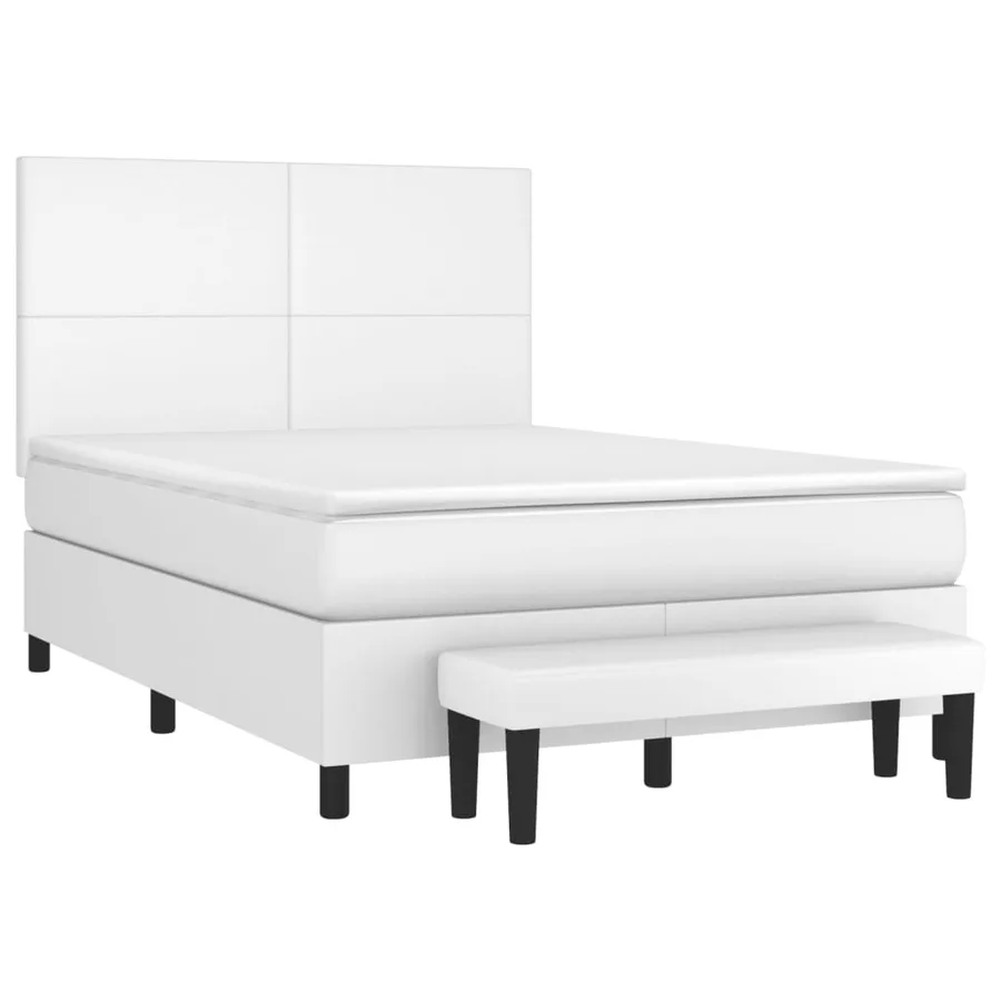 Sommier à lattes de lit avec matelas Blanc 140x200cm Similicuir - 3