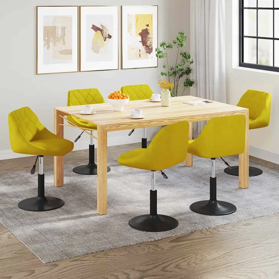 Chaises à manger pivotantes lot de 6 jaune moutarde velours
