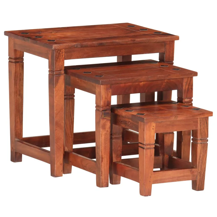 Tables gigognes 3 pcs Bois d'acacia massif - 10
