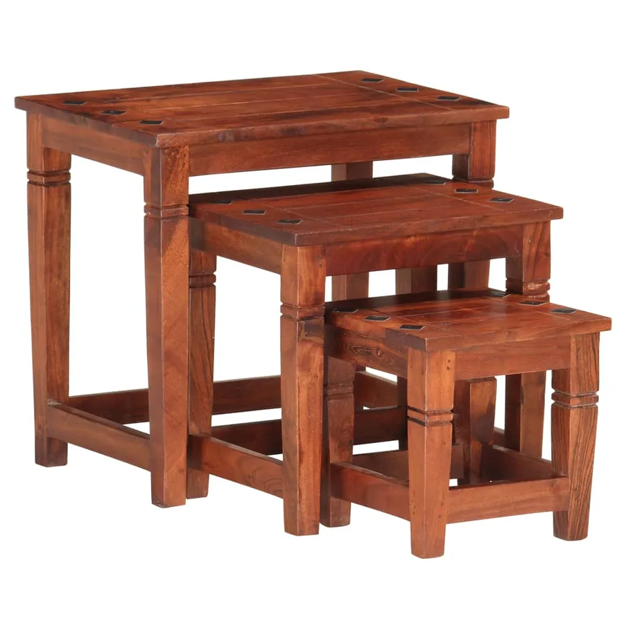 Tables gigognes 3 pcs Bois d'acacia massif - 12